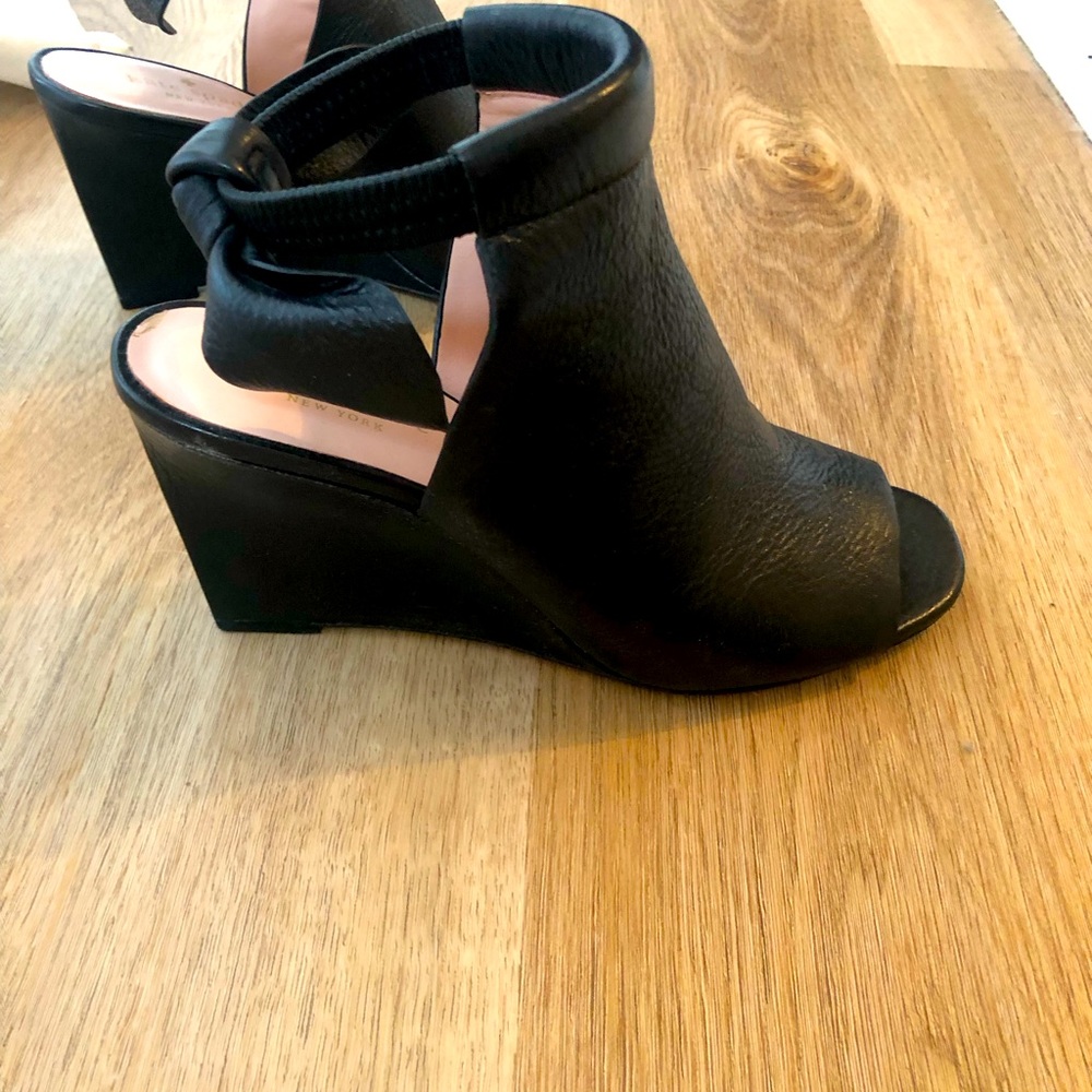 Kate Spade Black Leather Wedge Heel
